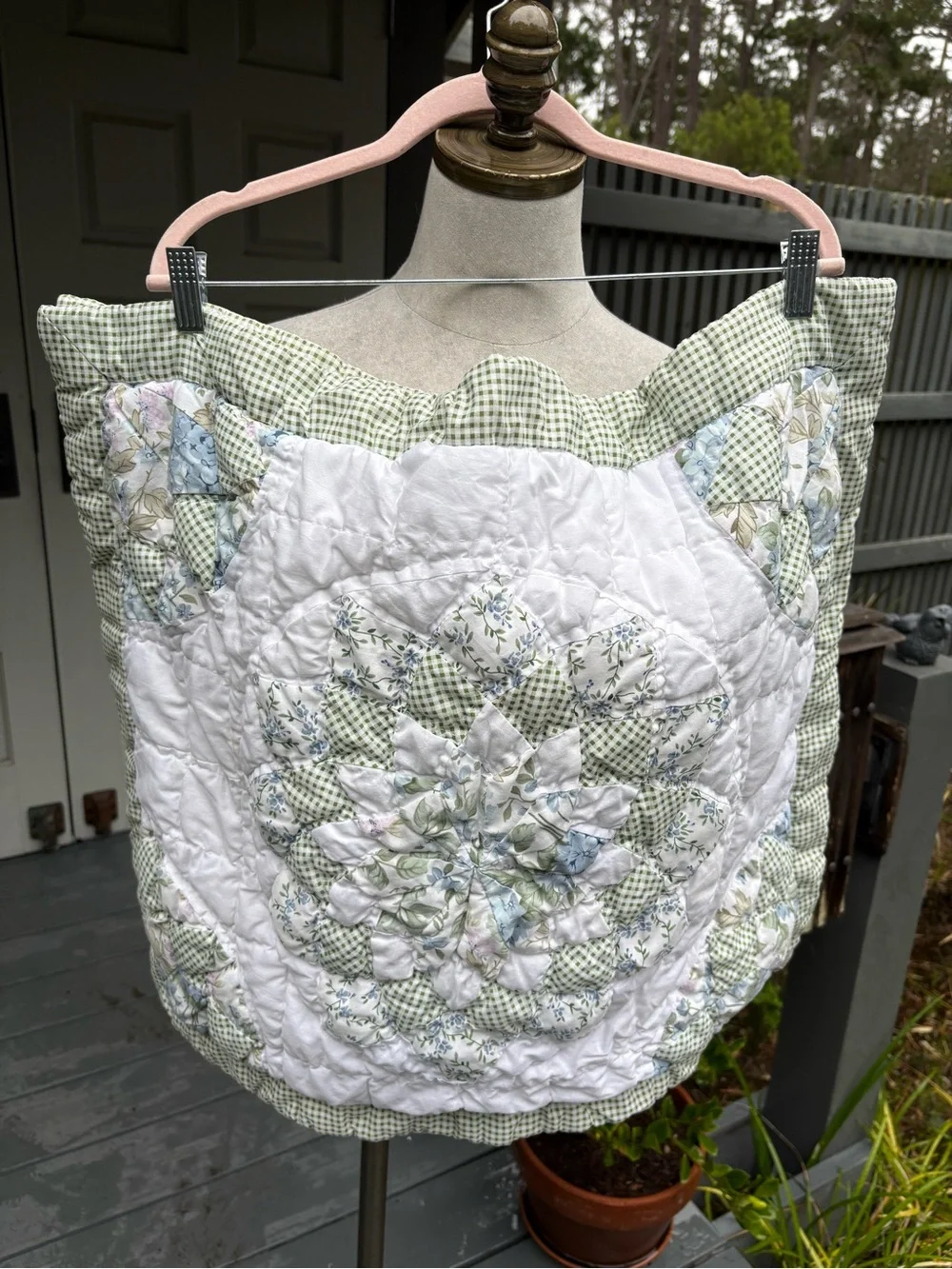 Cottage Floral Patchwork Standard Shams-Set of 2 White & Green Accents